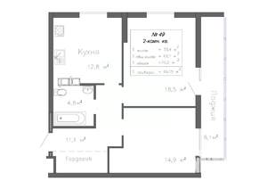 2-к квартира, вторичка, 66м2, 9/20 этаж