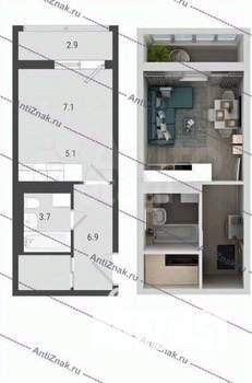 Студия квартира, вторичка, 25м2, 1/16 этаж