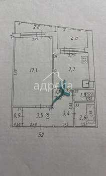 1-к квартира, вторичка, 37м2, 9/9 этаж
