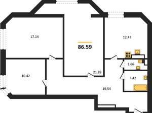 3-к квартира, вторичка, 86м2, 8/23 этаж