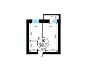 1-к квартира, вторичка, 39м2, 17/18 этаж
