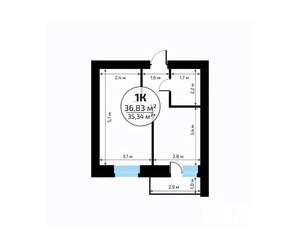 1-к квартира, вторичка, 37м2, 12/18 этаж