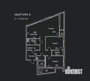3-к квартира, строящийся дом, 133м2, 5/8 этаж