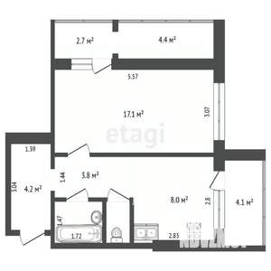 1-к квартира, вторичка, 31м2, 9/9 этаж