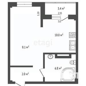 Студия квартира, вторичка, 38м2, 16/16 этаж