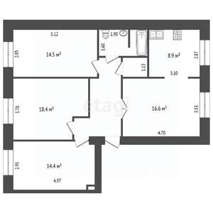 4-к квартира, вторичка, 86м2, 2/5 этаж