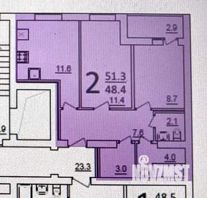 2-к квартира, вторичка, 49м2, 6/6 этаж