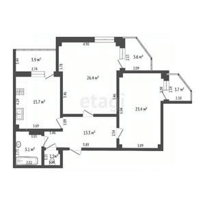 2-к квартира, вторичка, 86м2, 11/16 этаж