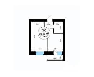 1-к квартира, вторичка, 37м2, 3/18 этаж