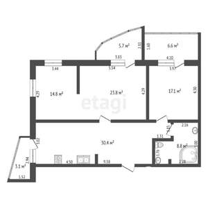 3-к квартира, вторичка, 111м2, 5/17 этаж
