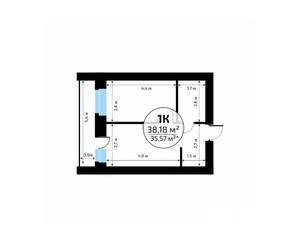 1-к квартира, вторичка, 38м2, 3/18 этаж