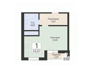 Студия квартира, вторичка, 34м2, 13/24 этаж