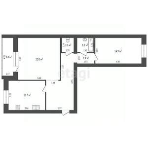 2-к квартира, вторичка, 71м2, 2/10 этаж