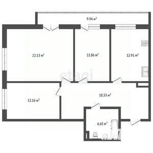 3-к квартира, вторичка, 92м2, 2/26 этаж