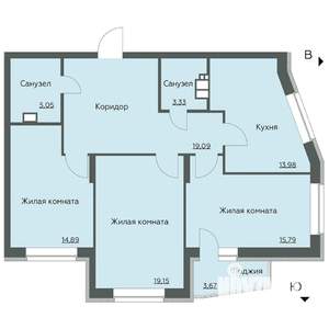 3-к квартира, вторичка, 95м2, 3/22 этаж