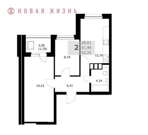 2-к квартира, вторичка, 54м2, 20/24 этаж