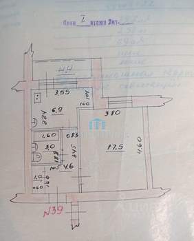 1-к квартира, вторичка, 38м2, 1/9 этаж