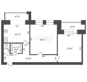 2-к квартира, вторичка, 78м2, 4/12 этаж