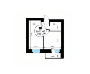 1-к квартира, вторичка, 39м2, 16/18 этаж