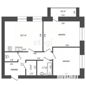 2-к квартира, вторичка, 61м2, 10/16 этаж