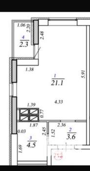 Студия квартира, вторичка, 30м2, 21/24 этаж