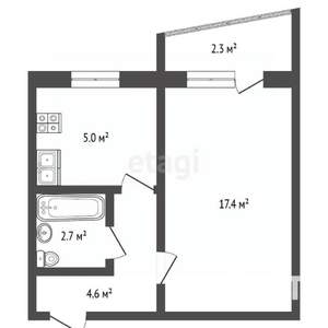 1-к квартира, вторичка, 30м2, 8/9 этаж