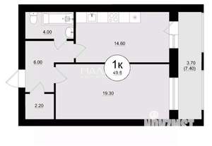 1-к квартира, вторичка, 52м2, 3/8 этаж