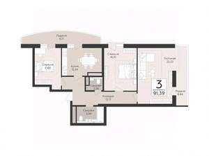 3-к квартира, вторичка, 91м2, 12/17 этаж