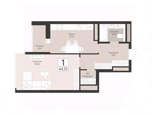 1-к квартира, вторичка, 45м2, 7/17 этаж