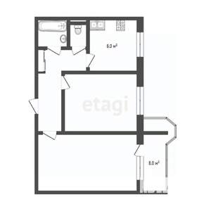 2-к квартира, вторичка, 52м2, 2/9 этаж