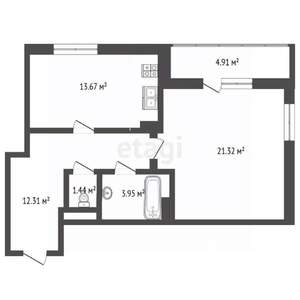 1-к квартира, вторичка, 58м2, 17/18 этаж