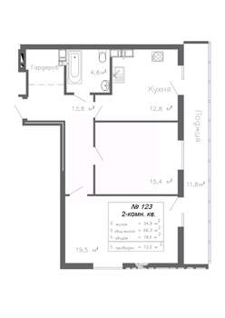2-к квартира, вторичка, 72м2, 18/20 этаж