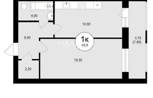 1-к квартира, вторичка, 52м2, 3/8 этаж