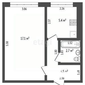 1-к квартира, вторичка, 30м2, 1/5 этаж