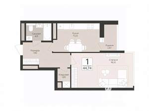 1-к квартира, вторичка, 45м2, 11/17 этаж