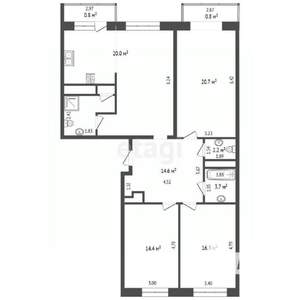 4-к квартира, вторичка, 110м2, 19/24 этаж