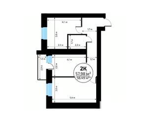 2-к квартира, вторичка, 58м2, 7/18 этаж