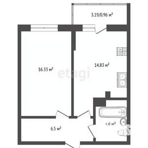 1-к квартира, вторичка, 42м2, 17/24 этаж