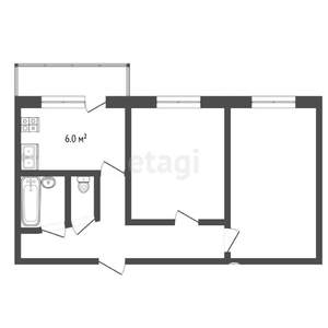 2-к квартира, вторичка, 44м2, 6/10 этаж