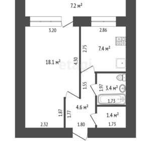 1-к квартира, вторичка, 35м2, 4/16 этаж