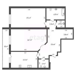 2-к квартира, вторичка, 84м2, 4/9 этаж