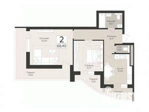 2-к квартира, вторичка, 68м2, 11/17 этаж
