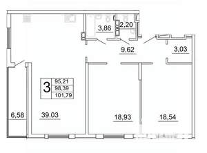 3-к квартира, строящийся дом, 102м2, 9/27 этаж