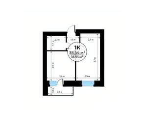1-к квартира, вторичка, 38м2, 14/18 этаж