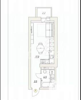 Студия квартира, вторичка, 25м2, 2/10 этаж