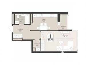 1-к квартира, вторичка, 45м2, 3/17 этаж