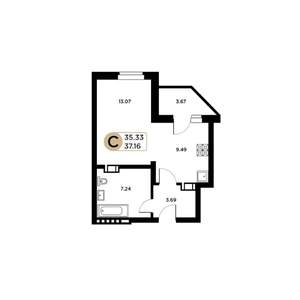 1-к квартира, вторичка, 35м2, 2/26 этаж