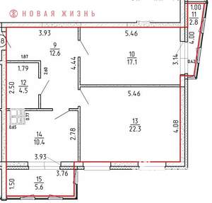 2-к квартира, сданный дом, 75м2, 8/16 этаж