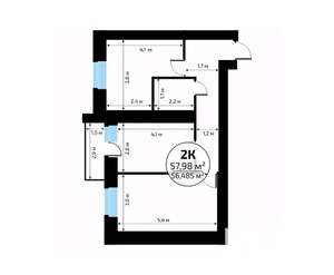 2-к квартира, вторичка, 58м2, 13/18 этаж