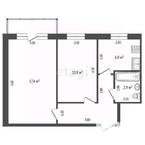 2-к квартира, вторичка, 42м2, 5/5 этаж